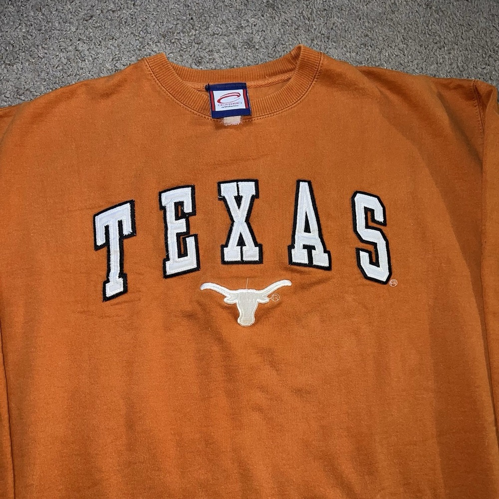 VTG Cadre Athletic Texas Longhorns Crewneck Sweatshirt Mens L Burnt Orange Y2K